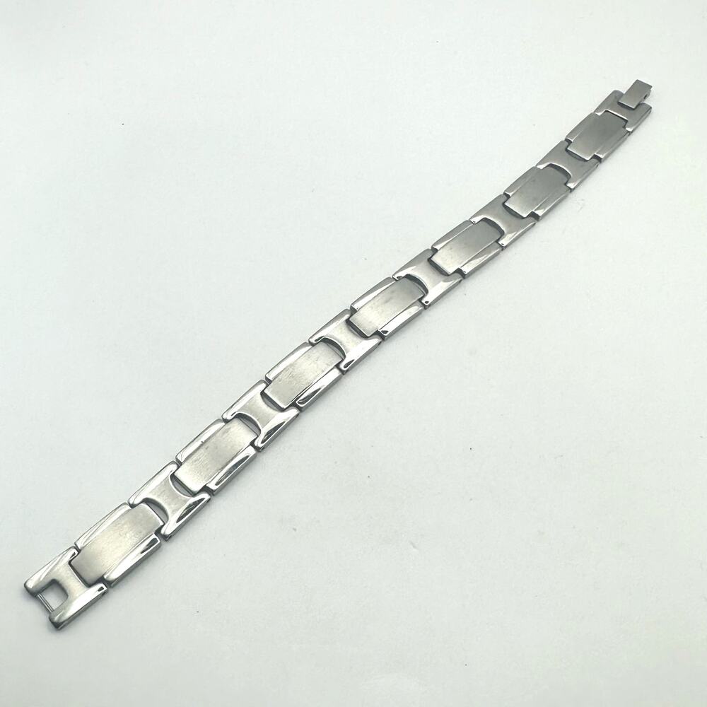 Stainless Steel Two tone Shiny Matte Metal Link Bracelet Casual Unisex Jewelry